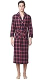 D.TopWarm Men's Spa Classic Pajamas Plaid Cotton & Linen Flannel Long Robes SYH1