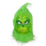 The Grinch Mask with Fur Cosplay Costume Mask Christmas Outfit Prop