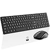 Wireless-Keyboard-and-Mouse-WisFox-24G-Slim-Ergonomic-Keyboard-and-Mouse-Set-with-One-USB-Receiver-Full-Size-Qwerty-Keyboard-Quiet-Computer-Mouse-for-WindowsLaptopPC Keyboard & Mouse Set, Wireless Keyboard and Mouse, WisFox 2.4Ghz Slim Ergonomic Keyboard and Mouse Combos with One USB…