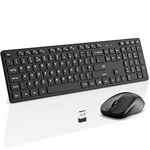 Wireless-Keyboard-and-Mouse-WisFox-24G-Slim-Ergonomic-Keyboard-and-Mouse-Set-with-One-USB-Receiver-Full-Size-Qwerty-Keyboard-Quiet-Computer-Mouse-for-WindowsLaptopPC Keyboard & Mouse Set, Wireless Keyboard and Mouse, WisFox 2.4Ghz Slim Ergonomic Keyboard and Mouse Combos with One USB…