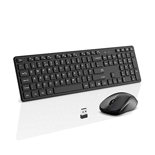 Wireless-Keyboard-and-Mouse-WisFox-24G-Slim-Ergonomic-Keyboard-and-Mouse-Set-with-One-USB-Receiver-Full-Size-Qwerty-Keyboard-Quiet-Computer-Mouse-for-WindowsLaptopPC Keyboard & Mouse Set, Wireless Keyboard and Mouse, WisFox 2.4Ghz Slim Ergonomic Keyboard and Mouse Combos with One USB…
