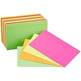 AmazonBasics Ruled Index Cards, Assorted Neon, 3x5-Inch, 300-Count