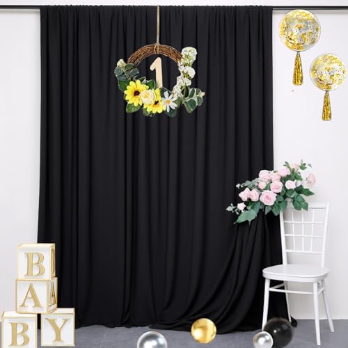 DUOBAO Black Backdrop Curtains 10x7ft & 5x7ft