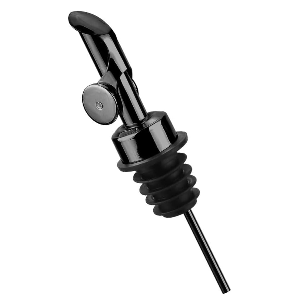 Photo 1 of 2 pack Olive Oil Spout for Olive Oil Dispenser - Oil Pourer For Kitchen - Hygienic One Handed Open Close Mechanism Keeps Oil Fresh. Dust Caps,Pour Spout Cover (Black)