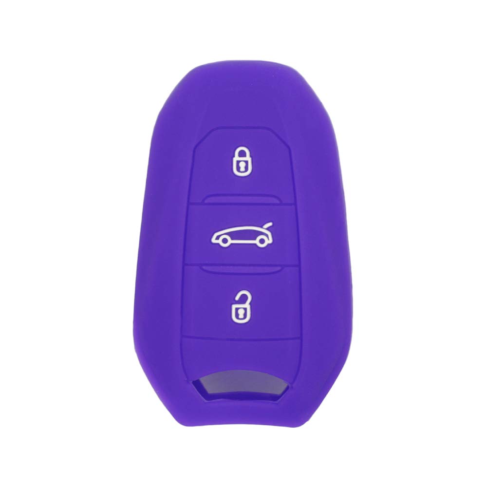 BROVACS Silicone Cover Protector Case Holder Skin Jacket Compatible with PEUGEOT CITROEN DS 3 Button Smart Remote Key Fob CV4303 Deep Purple