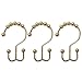 TOAOB Gold Shower Curtain Hooks 12pcs Double Glide Shower Curtain Rings Rust Proof Stainless Steel Shower Hooks for Curtain Rolling Shower Rings for Bathroom Curtain Rods