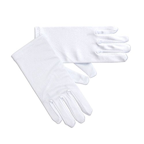 Party Ready Fashion Short White Gloves Costume Accessory, Fabric, Teen Size, Pack of 2