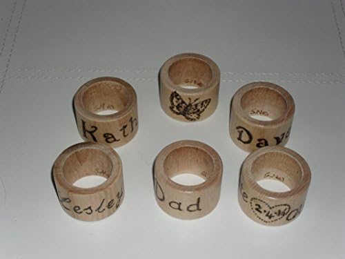 Personalised Wooden Pyrography decorated napkin ring. RETRO style.