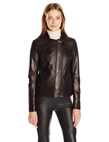T tahari women s kirsten fitted leather jacket, black, …