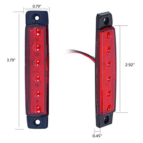 Vouke 10Pcs Red 6 LED Side Marker Indicators,Rear Tail Light,Underglow Kit, Wheel Well Lights Universal fits Trailer Truck Lorry HGV Bus Boat Rv Lorries Jeep SUV etc - Thumbnail 2