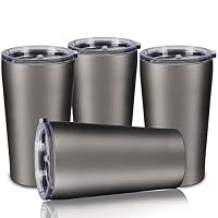 16oz Tumbler Double Wall Vacuum Insulated Coffee Mug Stainless Steel Coffee Cup with Lid, Travel Mug Works Great for Ice Drink, Hot Beverage (4 pack, Cold gray)