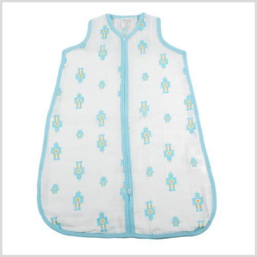 Aura Weavers Organic Muslin Sleeping Bag, Playful Robots, Medium