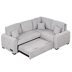 3 in 1 Convertible Sectional Sofa with Pull Out Bed