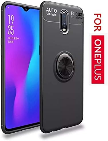 OnePlus 6T Back Case Cover Shock Proof Ring Stand for One Plus 6T Cases and Covers (1+6T Ring Black)
