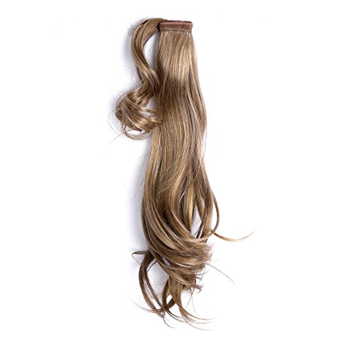 Ty.Hermenlisa 18″ Wrap Around Natural Wave Synthetic Ponytail Hair Extensions Wigs Beauty Accessory, 1 Piece, 63g, Caramel Blonde
