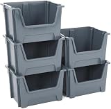 BiGDUG Essentials Large Stacking Pick Bin 50L 320Hx495Wx390D Grey Pack of 5