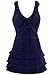 Wantdo Women's Plus Size Swimsuit Colorful Swimwear One Piece Sexy Swimdress,Navy,US 4-6,Asian Size : 2XL