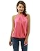 PattyBoutik Women Halter Pleated Twist Blouson Top (Coral Pink Small)
