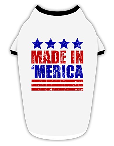 TOOLOUD Made in Merica - Stars and Stripes Color Design Cotton Dog Shirt White with Black Medium