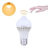 Motion Sensor LED Light Bulb,5W 450Lm E26 110V,Automatic Infrared Sensory Motion Detector/Activated Night Light for Indoor Hallway Stairs Closet Basement Pantry Outdoor Porch Garage(1 Pcs,Warm White)