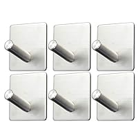 Self Adhesive Hooks 6 Pack Towel Hook SUS 304 Stainless Steel Bathroom Kitchen Organizer Super Power Heavy Duty Wall Mount Coat Hanging Rack