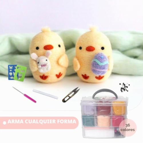 BDHYYM Wool Felt 36 Colors Needle Felt Kit with Wool Felt Tools Suitable for Beginners in Felt Craft Creative Handmade 119 Pieces