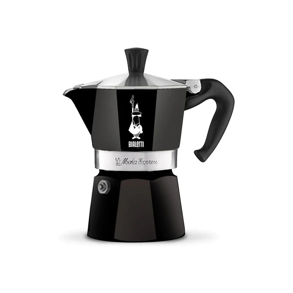 Bialetti 4953 Moka Express Espresso Maker for 6 Cups, Aluminium, Black CD - Bialetti Moka Express 6tz black,30 x 20 x 15 cm