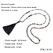 OKIKO Mala Beads Necklace Amazonite/Picasso Jasper/Lava Chakra Boho Tassel Handmade Statement Long Chain Yoga Meditation