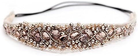 Butterme Women's Girls Handmade Crystal Rhinestone Jewelry Beads Lace Hairband Headband Hair Accessories for Wedding Party Birthday Christmas Gift