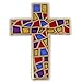 PinMart's Stained Glass Cross Religious Church Enamel Lapel Pin – 1 Piece
