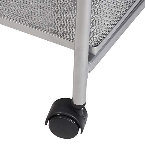 Metal Mesh 9 Drawer Rolling Cart Storage Organizer File Basket Cart Office&Home Cabinet-Silver