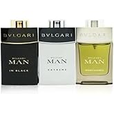 Bvlgari Man Collection Set for Men - 3 Pc Gift Set - Man in Black, Wood Essence, Glacial Essence EDP Sprays - 0.5oz Each