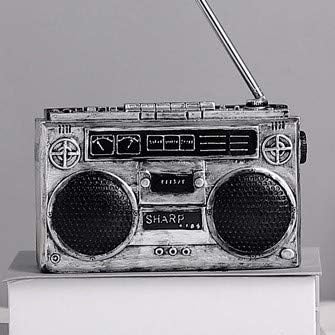 Amazon ラジオカセット 模型 アンティーク 家電 スタイリッシュ ビンテージ インテリア かっこいい 雑貨 置き物 撮影小物 飾り 店舗用 ミニチェア飾り 懐かしい ギフト カフェ ショップ おしゃれ おもしろ ディスプレ 昭和物 ラジオカセット 金属グレー 置物