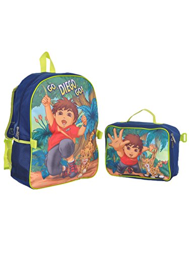 Go, Diego, Go! "Let's Go Adventuring" Backpack with Lunchbox - navy/light green, one size