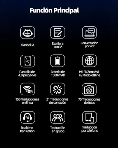 Traductor de Idiomas en Tiempo Real con IA, Traducción Offline sin WiFi, Compatible con 150 Idiomas, voz Instantánea, Grabación y Fotos, Ideal para Viajes y Negocios Internacionales