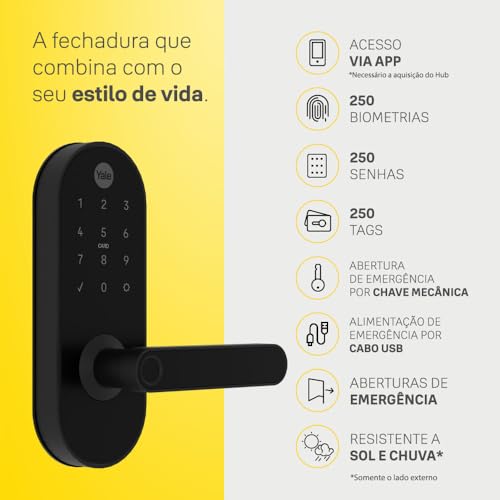 Fechadura Digital YMC 420W Preto Fosco | Yale