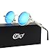 CGID E72 Retro Steampunk Style Inspired Round Metal Circle Polarized Sunglasses for Women Men