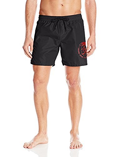 Diesel Men's Wave Mohican Logo Swim Short, Black, Small