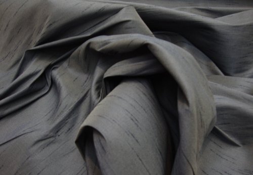 Charcoal Shantung Dupioni Faux Silk Fabric Per Yard