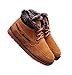 WHENOW Men's Winter Fur Lined Collar Leather Snow Boots Big Size