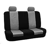 FH GROUP FH-FB060012 Trendy Elegance Rear Set Seat Covers, Split Bench, Gray/Black color- Fit Most Car, Truck, Suv, or Van