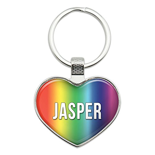 Graphics and More Metal Keychain Key Chain Ring Rainbow I Love Heart Names Male J Jace - Jasper