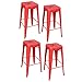 AmeriHome Metal Bar Stool Set, 30-Inch, Red, Set of 4