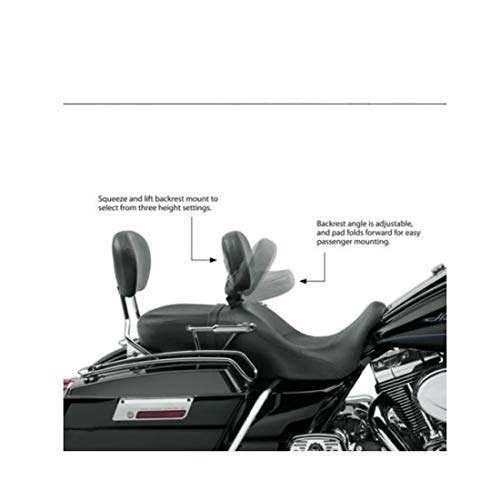 KGYECLEAR Driver Rider Backrest Pad Leather Adjustable Back Seat For Harley Touring Trike Bike 2009-2015