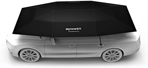 Mynew Carport Automatic Car Tent Sun Shade Canopy Foldaway Portable Car Umbrella with Remote Control 82x157 inches Black