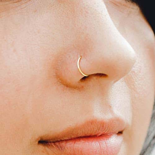 22g 7mm 14k Solid Gold Snug Fitting Nose Ring Hoop 22 Gauge