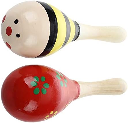 Bihood Mini Wooden Maracas Rattles Egg Shaker Kids Kid Baby Shaker Sand Hammer Toy Rattle Shaker Egg Rattle Shaker Bell Ring Maraca Shaker Baby Musical Toy Wooden Colour Random Practical