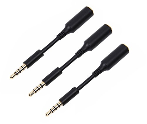 3x 3.5mm Male to 3.5mm Female Extension Cable Headset Audio Jack Extender Adapter for Battery Charger Case, iPhone 6, 6Plus and Other Smartphones