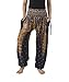 Lannaclothesdesign Women's Smocked Peacock Pants Comfortable Thai Pants Regular Black