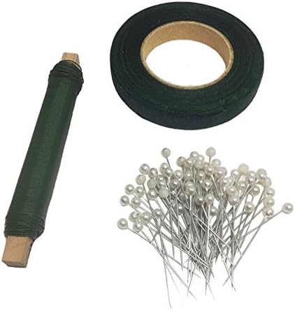 SUNHE Floral Arrangement Kit - Set includes, 1/2" Floral Tape, 22 Gauge Floral Wire and 120 Pieces Ball Head Pins (Colorful)